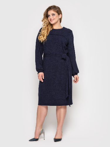 Вязаное женское платье Эмили синее 54 - SvitStyle