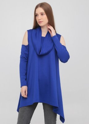 Жіноча туніка-сукня  з вирізами на плечах Подіум 23728-BLUE XS Синій - 8581066 - SvitStyle