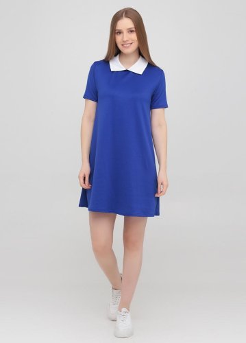 Жіноча сукня-трапеція з коміром Подіум 10582-BLUE XS Синій - SvitStyle