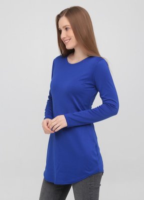 Жіноча приталена туніка-сукня на довгий рукав Подіум 25899-BLUE XS Синій - SvitStyle