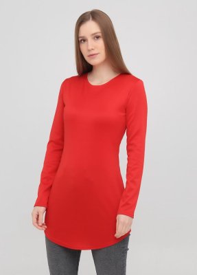 Жіноча приталена туніка-сукня на довгий рукав Подіум 25899-RED XS Червоний - SvitStyle