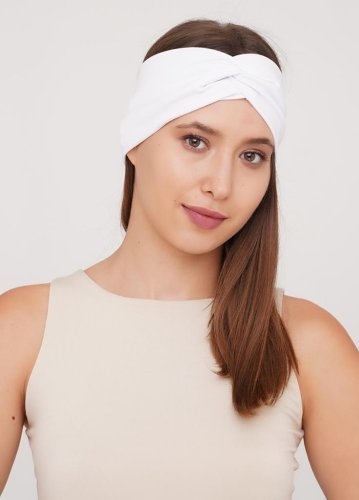 Жіноча повязка білого кольору на голову Подіум 28331-WHITE uni Білий - SvitStyle