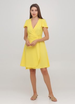 Жіноча класична сукня на зав'язку Подіум 27551-YELLOW XS Жовтий - 8581122 - SvitStyle