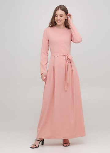 Розова літня сукня-максі із завязками на талії Подіум 28222-ROSEDAWN XS Рожевий - SvitStyle