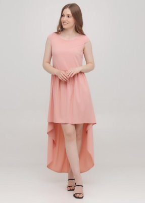 Асиметричне жіноче плаття з шлейфом кольору пудри Подіум 28838-ROSEDAWN XS Рожевий - 8581132 - SvitStyle