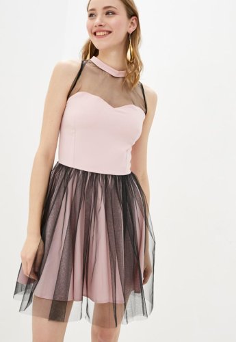 Жіноче вечірнє коктельне плаття з сіткою Подіум 28008-ROSEDAWN/BLACK XS Рожевий - SvitStyle