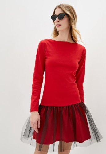 Червоне жіноче плаття з фатином Подіум  20782-RED XS Червоний - SvitStyle