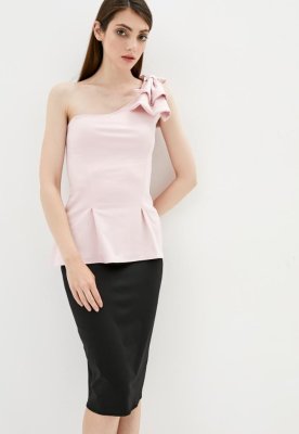 Жіноча блузка на одне плече з бантиком Подіум 27947-ROSE XS Рожевий - 8581181 - SvitStyle