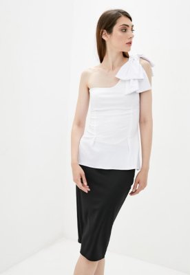 Жіноча блузка на одне плече з бантиком Подіум 27947-WHITE XS Білий - 8581185 - SvitStyle