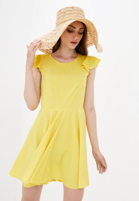 Жіноче плаття з воланами Подіум Impal 27931-YELLOW XS Жовтий - 8581216 - SvitStyle
