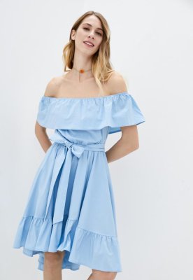 Літнє асимитричне жіноче плаття з воланами Подіум 25861-LIGHT/BLUE XS Голубий - 8581480 - SvitStyle