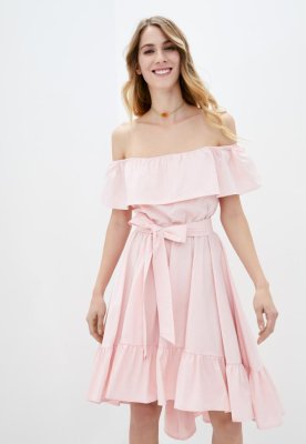 Літнє асимитричне жіноче плаття з воланами Подіум 25861-ROSE XS Рожевий - 8581483 - SvitStyle