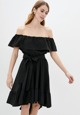 Літнє асимитричне жіноче плаття з воланами Подіум 25861-BLACK XS Чорний - 8581485 - SvitStyle