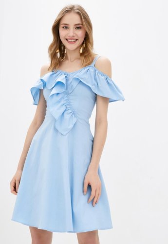 Літня сукня на бретелях з рюшами Подіум 25860-LIGHT/BLUE XS Голубий - SvitStyle