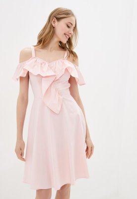 Літня сукня на бретелях з рюшами Подіум 25860-ROSE XS Рожевий - 8581490 - SvitStyle