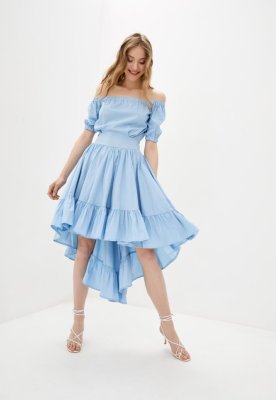 Літнє асимитричне жіноче плаття з воланами Подіум 25854-LIGHT/BLUE XS Голубий - 8581500 - SvitStyle