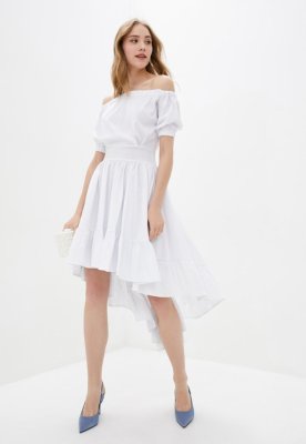 Літнє асимитричне жіноче плаття з воланами Подіум 25854-WHITE XS Білий - 8581505 - SvitStyle