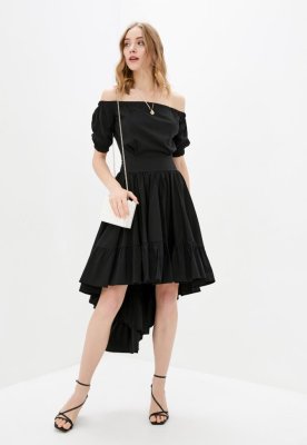 Літнє асимитричне жіноче плаття з воланами Подіум 25854-BLACK XS Чорний - 8581506 - SvitStyle