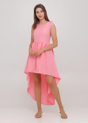 Асиметричне жіноче плаття з шлейфом Подіум 19838-ROSE XS Рожевий - 8581507 - SvitStyle