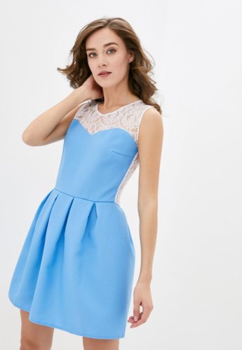 Жіноча коктейльна міні-сукня з гіпюром Подіум 21353-LIGHT/BLUE XS Голубий - SvitStyle