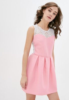 Жіноча коктейльна міні-сукня з гіпюром Подіум 21353-ROSE XS Рожевий - SvitStyle