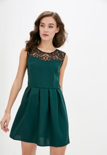 Жіноча коктейльна міні-сукня з гіпюром Подіум 21353-DARKGREEN XS Зелений - SvitStyle