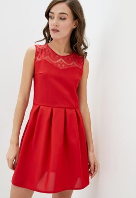 Жіноча коктейльна міні-сукня з гіпюром Подіум 21353-RED XS Червоний - 8581695 - SvitStyle
