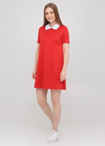 Жіноча сукня-трапеція з коміром Подіум 10582-RED XS Червоний - SvitStyle