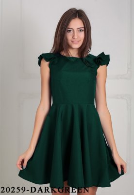 Асиметричне жіноче плаття з воланами на плечах Подіум 20259-DARKGREEN XS Зелений - 8582063 - SvitStyle