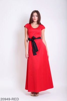 Класичне довге плаття напівкльош з поясом Подіум 20949-RED XS Червоний - 8582154 - SvitStyle