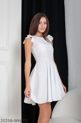 Асиметричне жіноче плаття з воланами на плечах Подіум 20259-WHITE XS Білий - 8582694 - SvitStyle