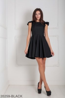 Асиметричне жіноче плаття з воланами на плечах Подіум 20259-BLACK XS Чорний - 8582695 - SvitStyle
