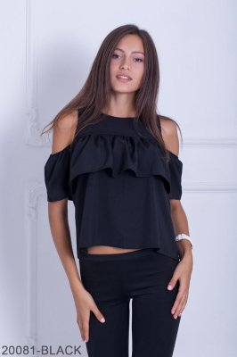 Жіноча блузка Подіум Gabriella 20081-BLACK XS Чорний - 8582792 - SvitStyle