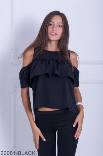 Жіноча блузка Подіум Gabriella 20081-BLACK XS Чорний - SvitStyle