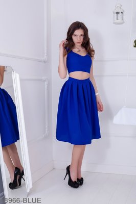 Жіночий літній костюм топ + спідниця Подіум 18966-BLUE XS Синій - 8583087 - SvitStyle