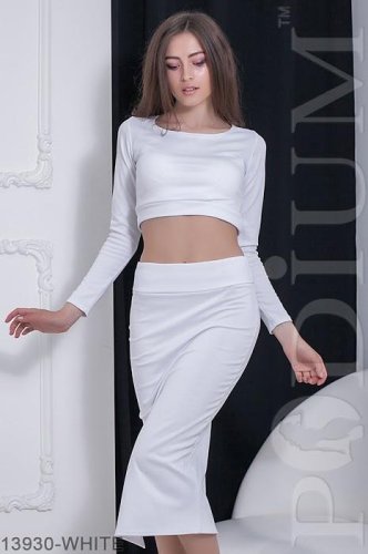 Жіночий костюм топ + спідниця Adam Подіумs 13930-WHITE S Білий - SvitStyle