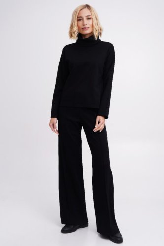 Жіночий спортивний костюм гольф + штани кльош Подіум 28225-BLACK XS Чорний - SvitStyle