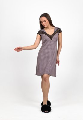 Ночная женская сорочка с кружевом - 8618313 - SvitStyle