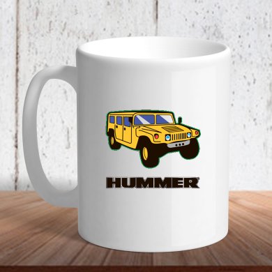 Біла кружка (чашка) з логотипом автомобіля Hummer1 - SvitStyle