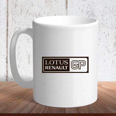 Біла кружка (чашка) з логотипом автомобіля Lotus renault gp - SvitStyle