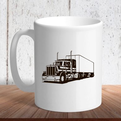 Біла кружка (чашка) з логотипом автомобіля Truck vector 2 - SvitStyle