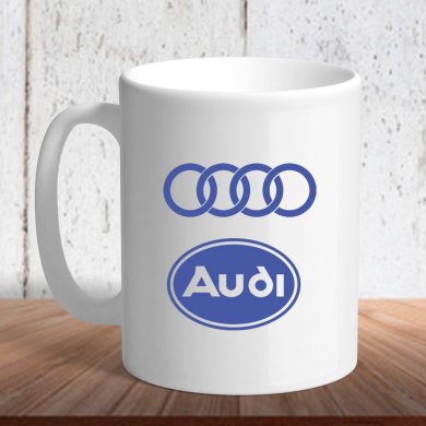Біла кружка (чашка) з логотипом автомобіля Audi 1 - SvitStyle