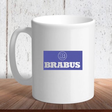 Біла кружка (чашка) з логотипом автомобіля Brabus - SvitStyle