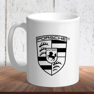 Біла кружка (чашка) з логотипом автомобіля "Porsche logo" - 8197195 - SvitStyle