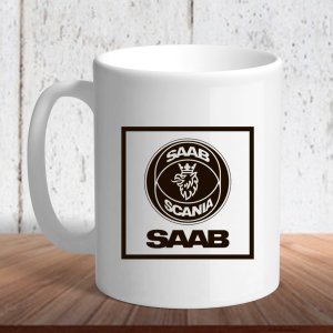 Біла кружка (чашка) з логотипом автомобіля "Saab6" - 8197197 - SvitStyle