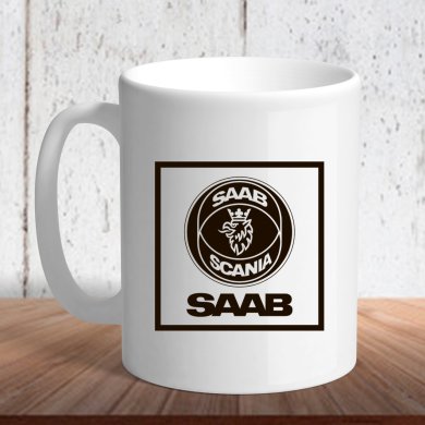Біла кружка (чашка) з логотипом автомобіля Saab6 - SvitStyle
