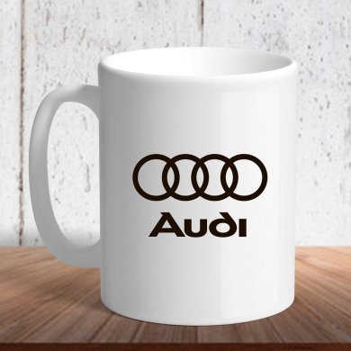 Біла кружка (чашка) з логотипом автомобіля Audi 5 - SvitStyle