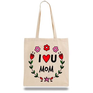 Еко-сумка, шоппер з принтом повсякденна "I love U Mom" - SvitStyle