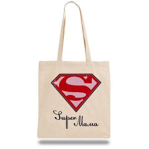 Еко-сумка, шоппер з принтом повсякденна "Super Mama" - SvitStyle