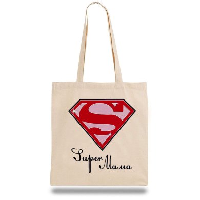 Еко-сумка, шоппер з принтом повсякденна Super Mama - SvitStyle